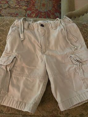 Abercrombie & Fitch Light Beige Cargo Shorts with Drawstring